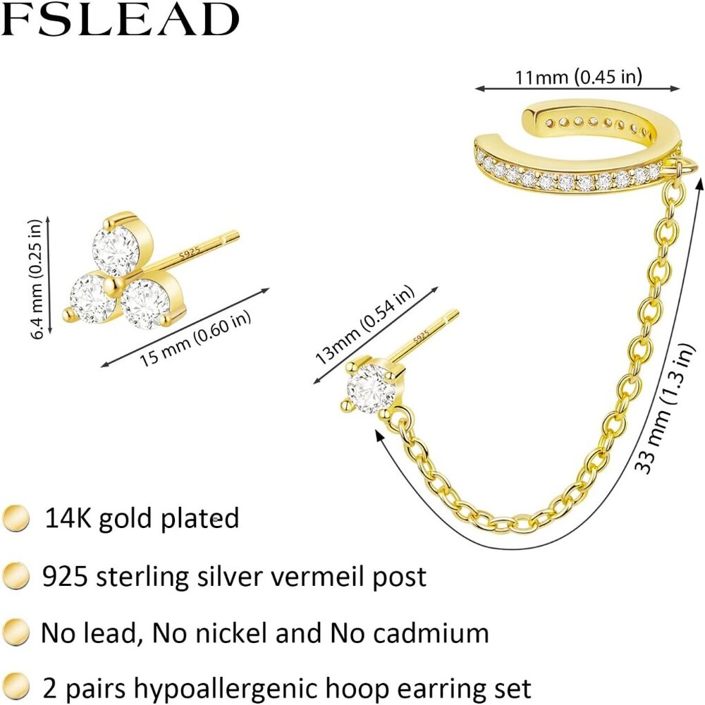 Trendy Gold Earring Stack Set - Hypoallergenic Cz… - image 6